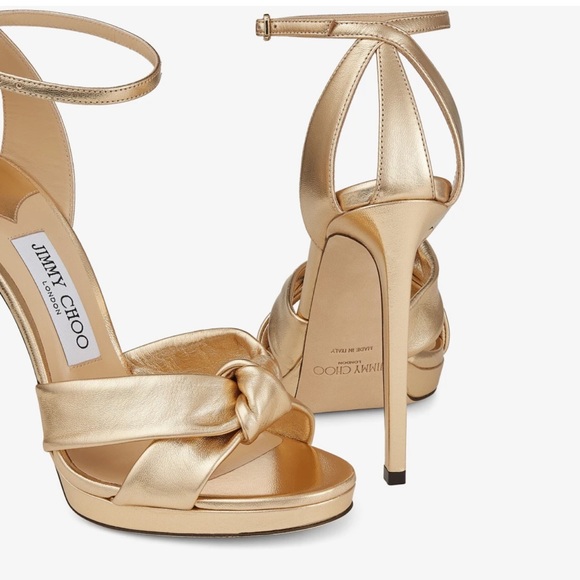 Jimmy Choo Rosie 120 Gold Metallic Nappa Platform Sandals size 37.5 - Picture 15 of 15